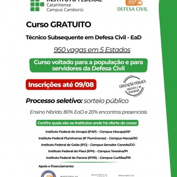 Curso Técnico Subsequente em Defesa Civil